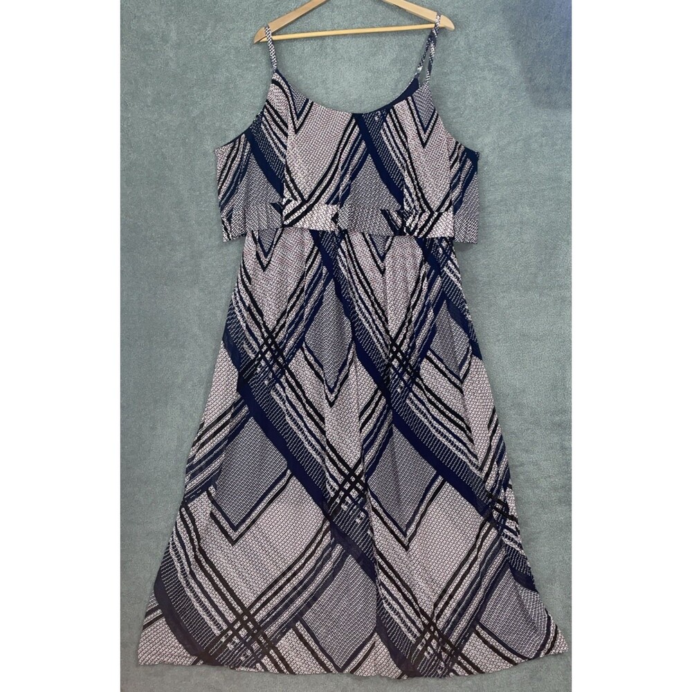 Lane Bryant Dress‎ Womens 22/24 Blue Maxi Sleeveless Ruffles Lined Career Casual